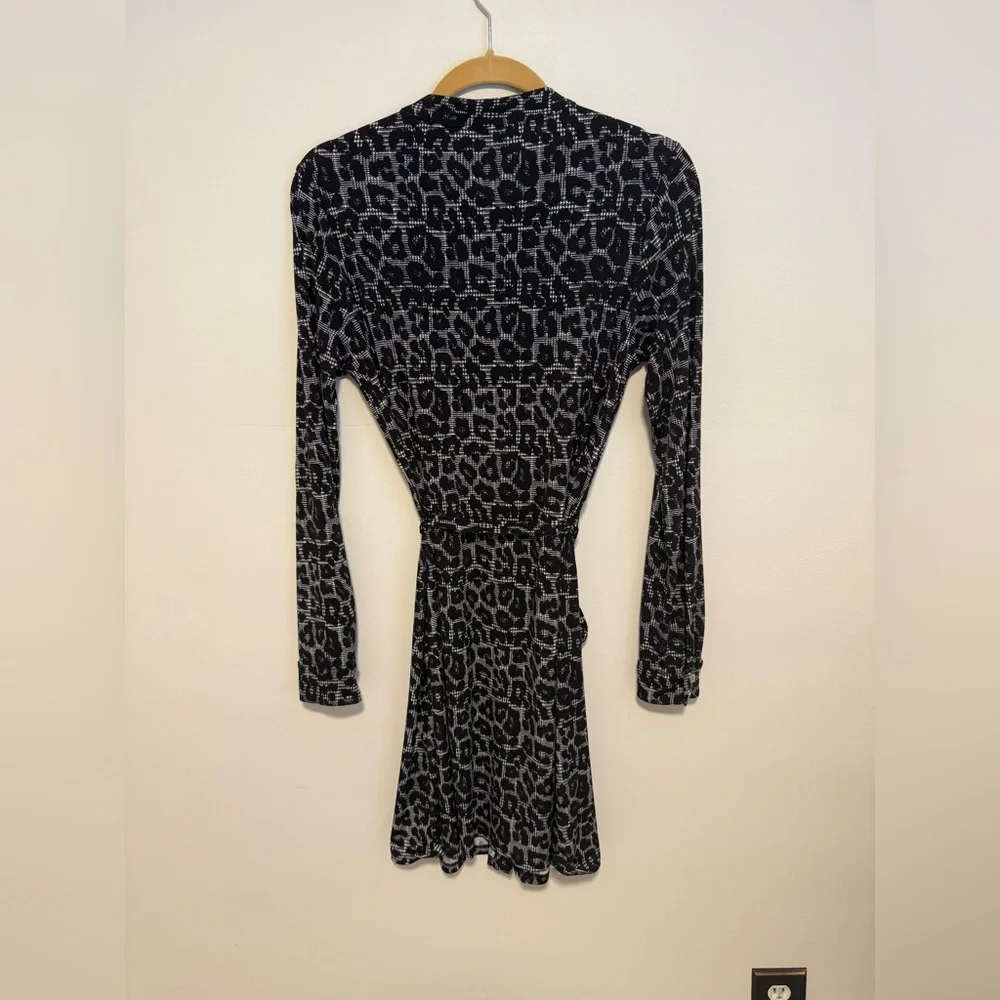 Michael Kors Gray Animal Print Long Sleeve Dress